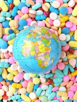 Globe on pills tall Globe on pills tall